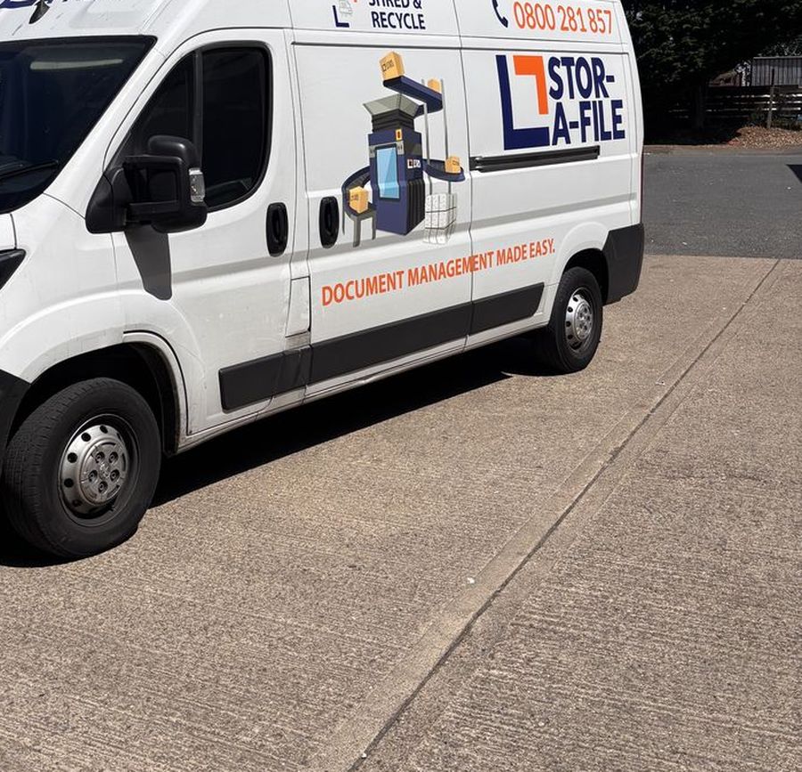 Stor-a-File collection vehicle serving Nottingham